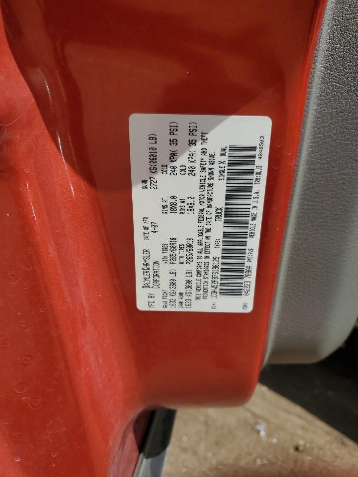 2007 Dodge Dakota Laramie VIN: 1D3HW52P97S196129 Lot: 80103655