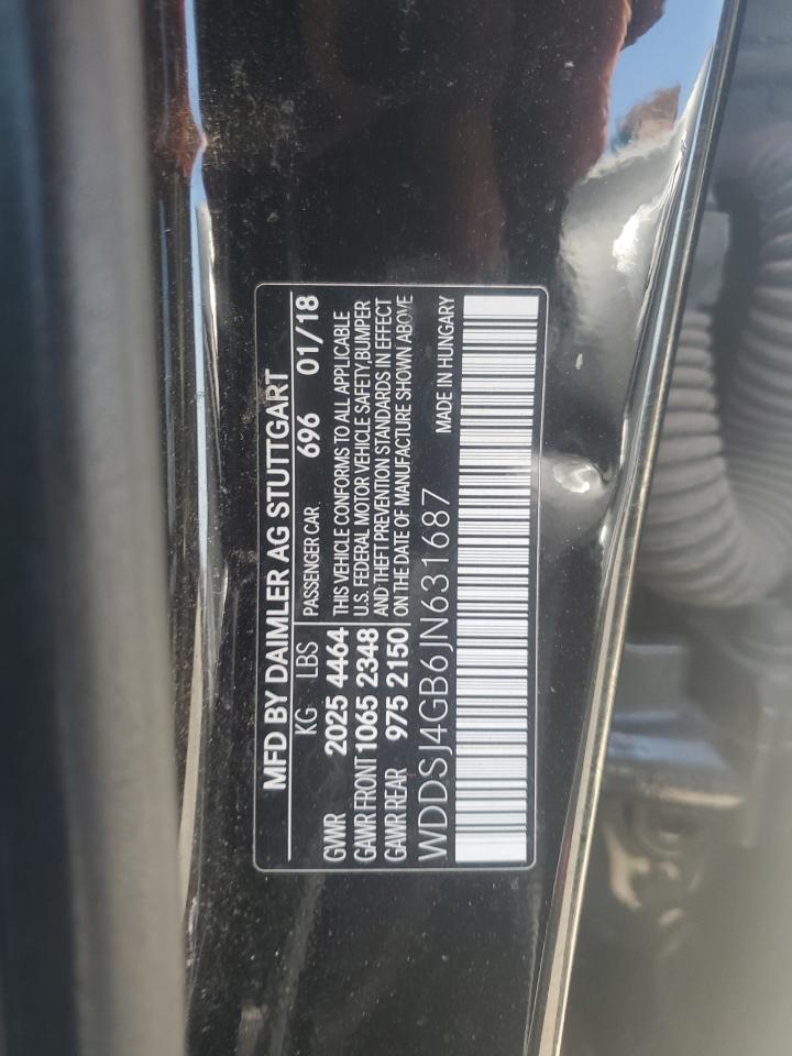2018 Mercedes-Benz Cla 250 4Matic VIN: WDDSJ4GB6JN631687 Lot: 71262015