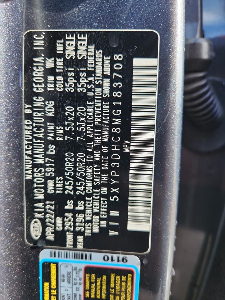 2021 Kia Telluride Ex VIN: 5XYP3DHC8MG183708 Lot: 84050345