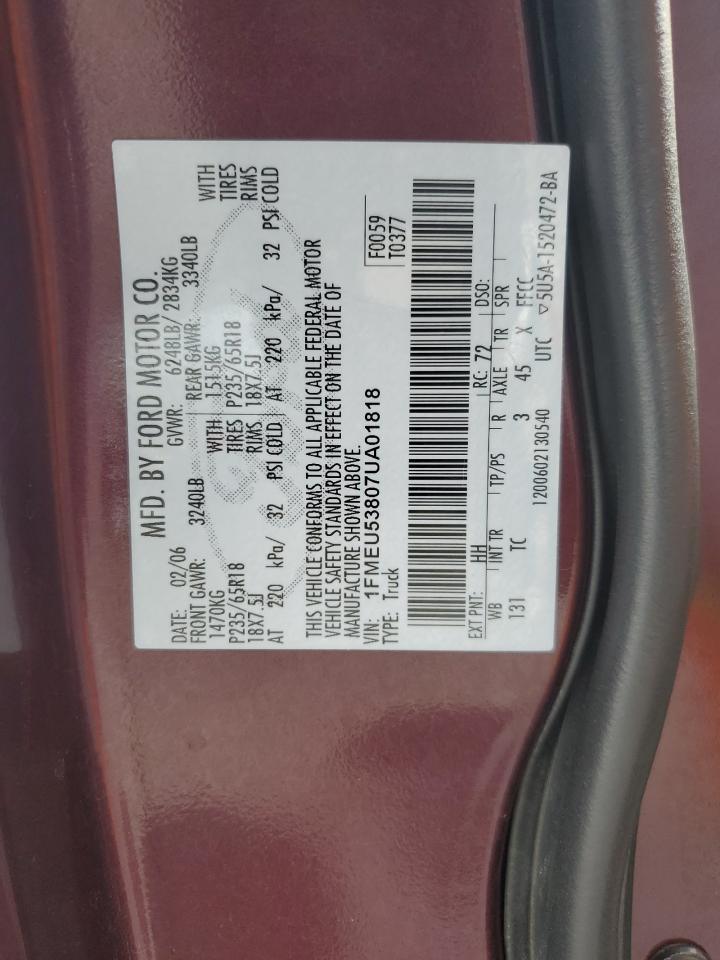2007 Ford Explorer Sport Trac Limited VIN: 1FMEU53807UA01818 Lot: 83997785