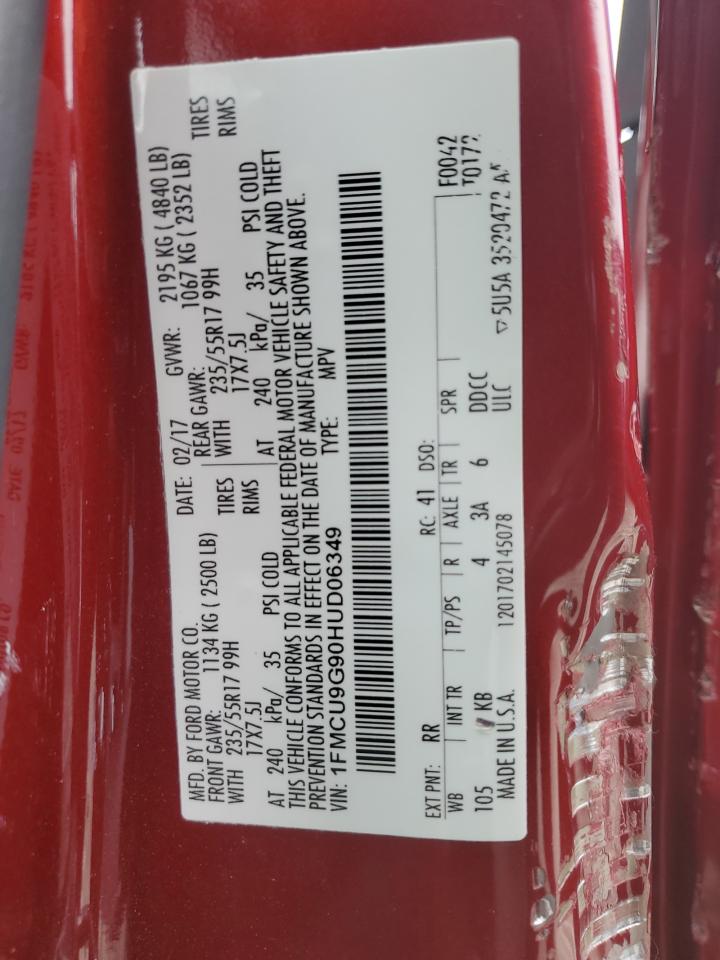 2017 Ford Escape Se VIN: 1FMCU9G90HUD06349 Lot: 81647885