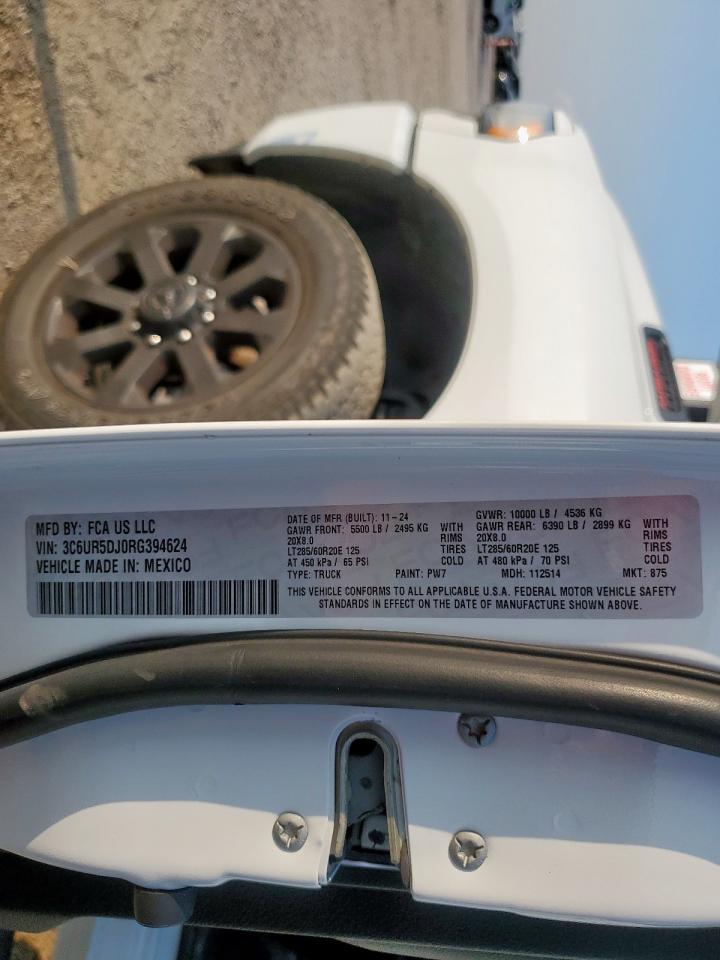 2024 Ram 2500 Big Horn VIN: 3C6UR5DJ0RG394624 Lot: 81214355