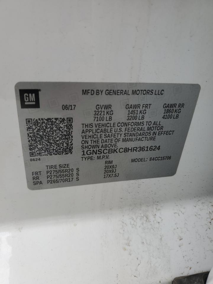 2017 Chevrolet Tahoe C1500 Lt VIN: 1GNSCBKC8HR361624 Lot: 82139505