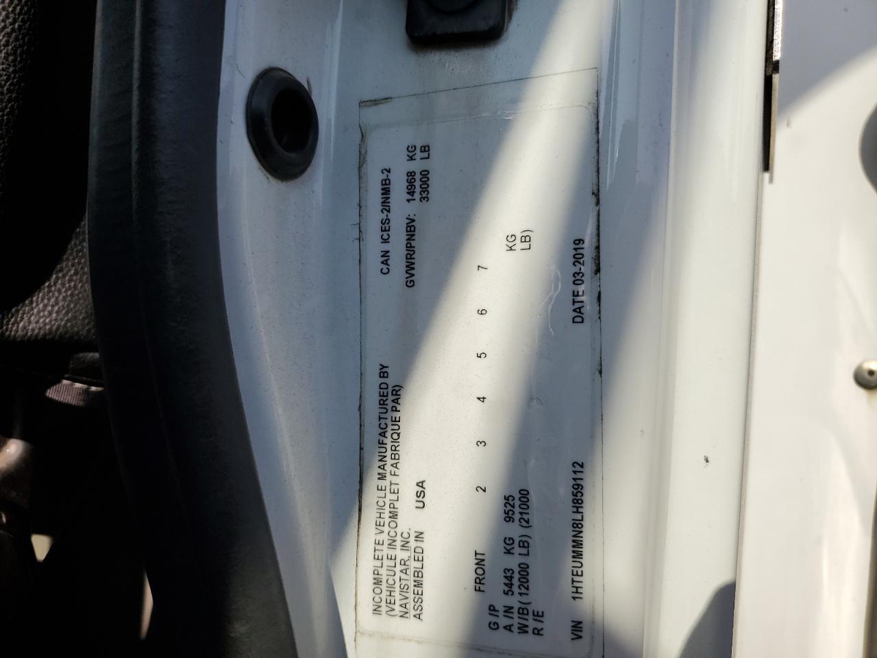 2020 International Mv607 - Refrigerated Box Truck VIN: 1HTEUMMN8LH859112 Lot: 80751875