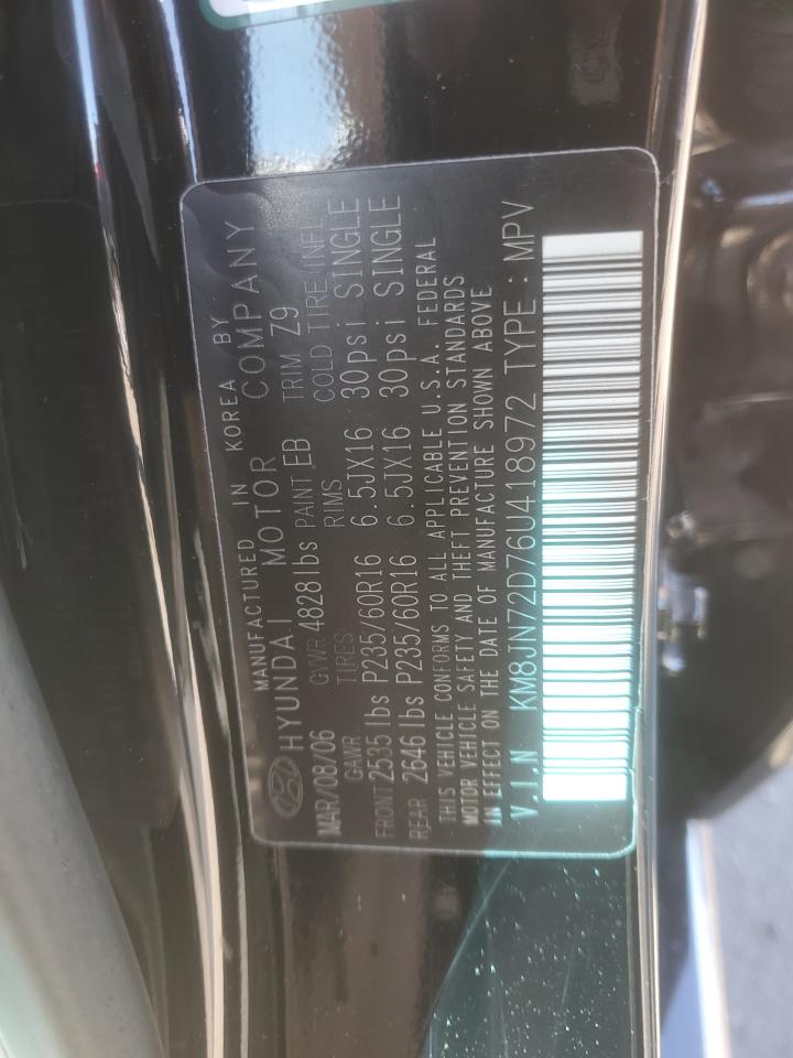 2006 Hyundai Tucson Gls VIN: KM8JN72D76U418972 Lot: 71175215