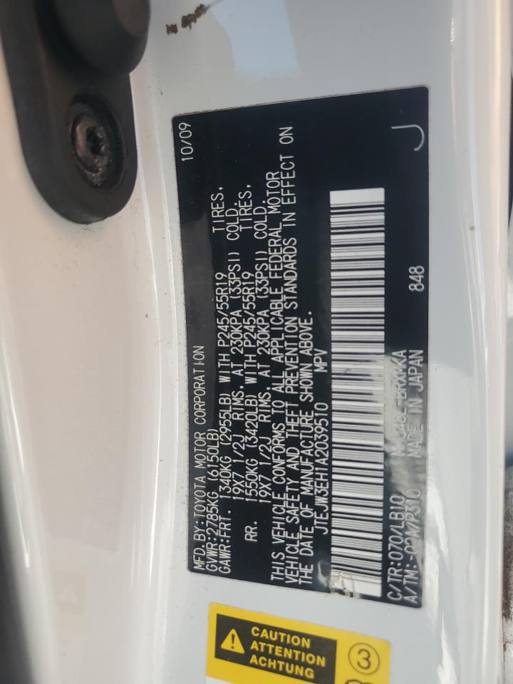 2010 Toyota Highlander Hybrid Limited VIN: JTEJW3EH1A2039510 Lot: 70549775