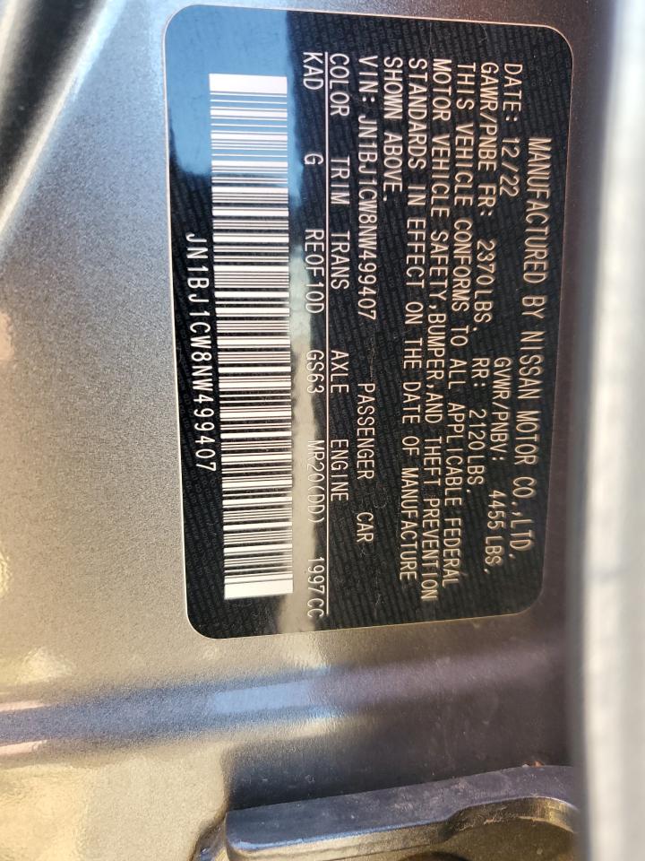 2022 Nissan Rogue Sport Sl VIN: JN1BJ1CW8NW499407 Lot: 80937815