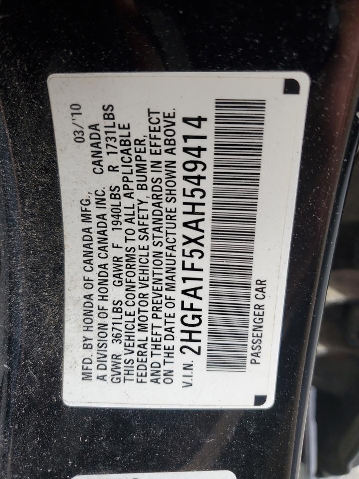 2010 Honda Civic Lx VIN: 2HGFA1F5XAH549414 Lot: 71677695