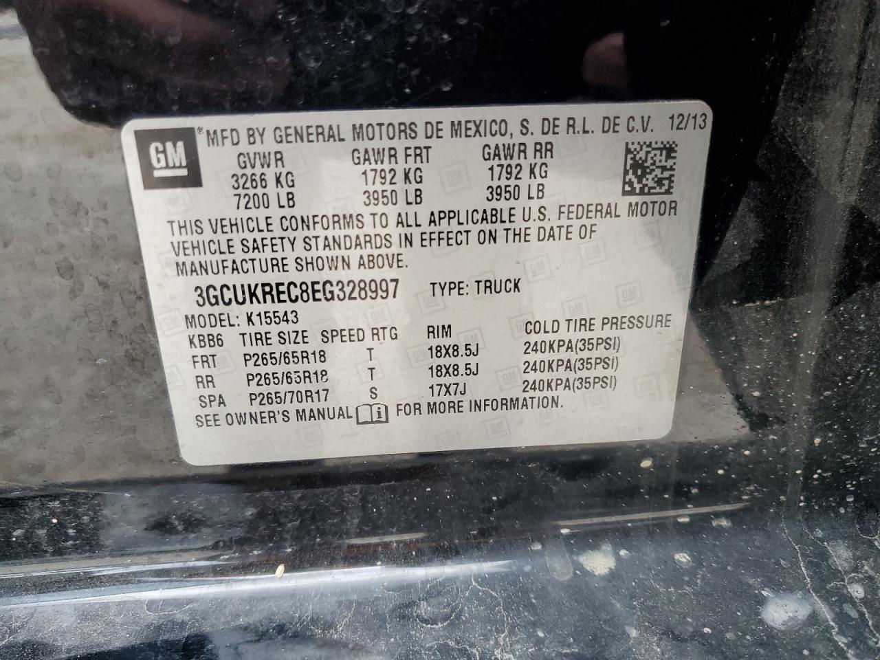 2014 Chevrolet Silv1500 4 VIN: 3GCUKREC8EG328997 Lot: 81731405