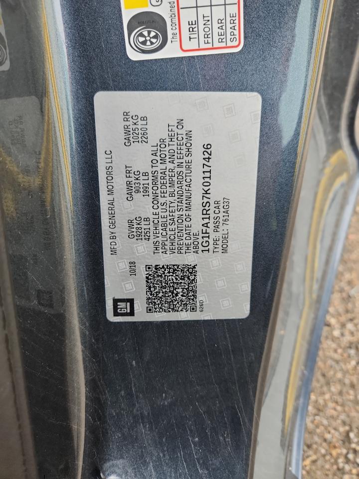 2019 Chevrolet Camaro Ls VIN: 1G1FA1RS7K0117426 Lot: 81481715