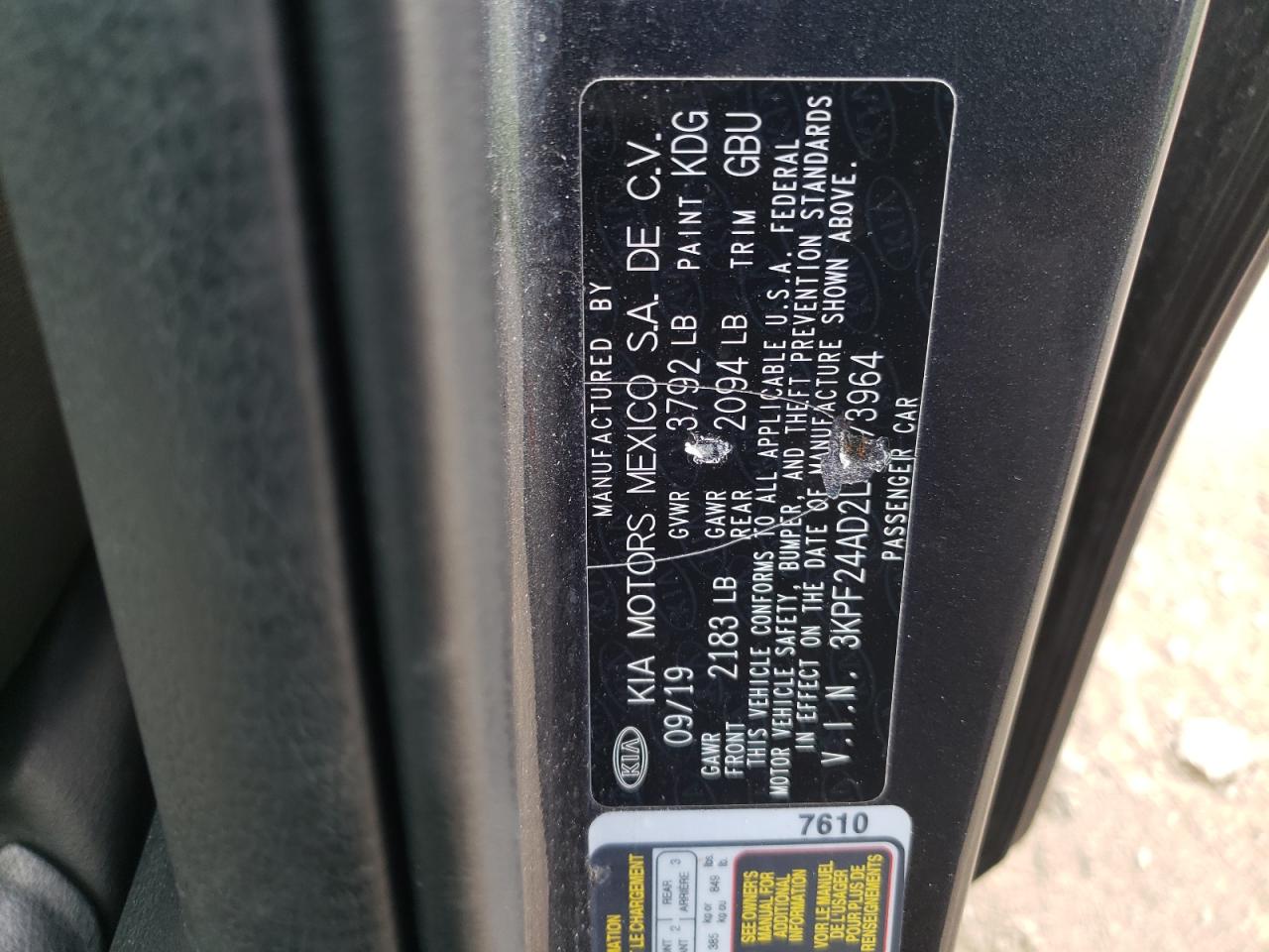 2020 Kia Forte Fe VIN: 3KPF24AD2LE173964 Lot: 71829925