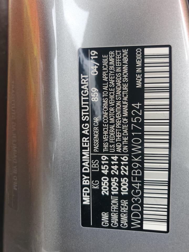 2019 Mercedes-Benz A 220 4Matic VIN: WDD3G4FB9KW017524 Lot: 81047735