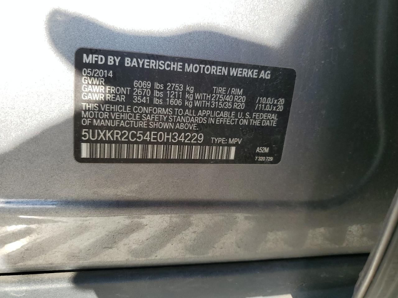 2014 BMW X5 Sdrive35I VIN: 5UXKR2C54E0H34229 Lot: 84366815