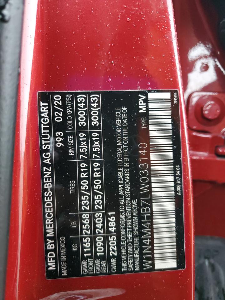 2020 Mercedes-Benz Glb 250 4Matic VIN: W1N4M4HB7LW033140 Lot: 81611615