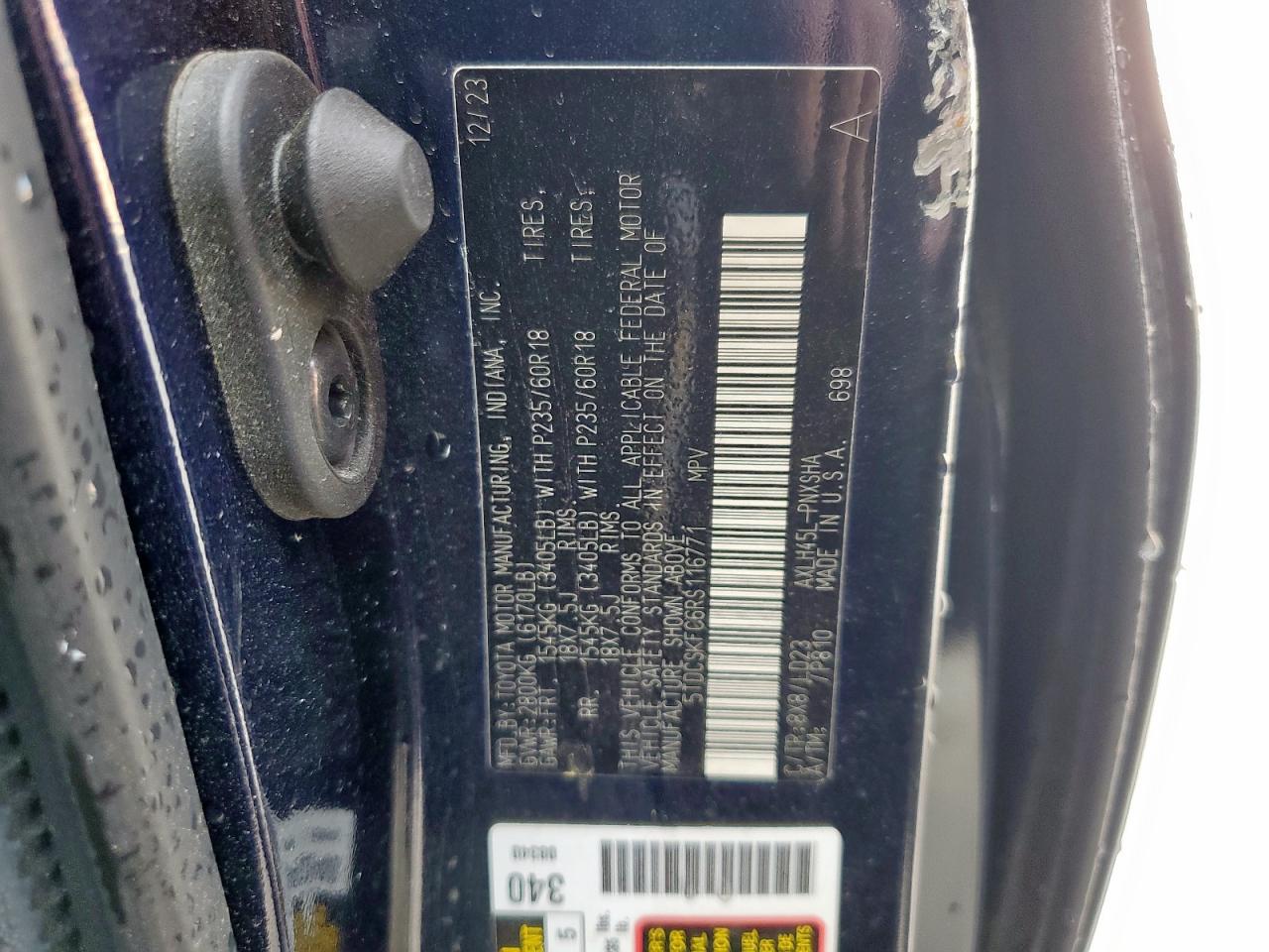 2024 Toyota Sienna Xse VIN: 5TDCSKFC6RS116771 Lot: 84174745