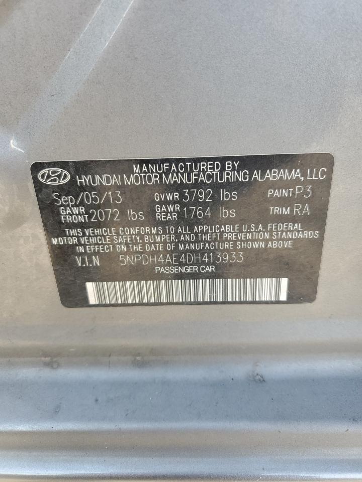 2013 Hyundai Elantra Gls VIN: 5NPDH4AE4DH413933 Lot: 80667575