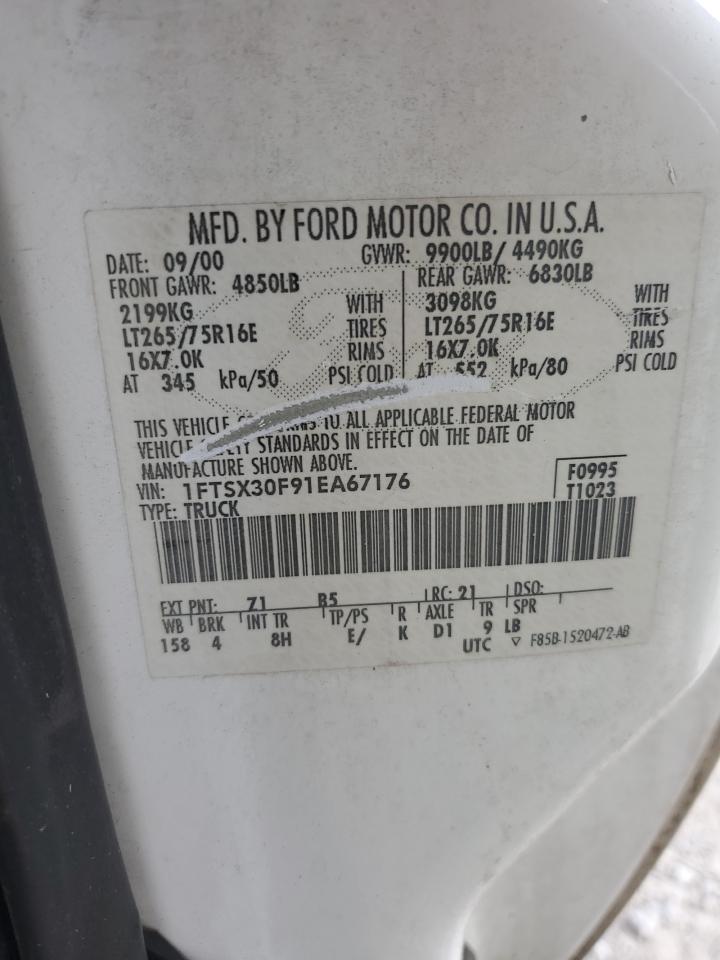 2001 Ford F350 Srw Super Duty VIN: 1FTSX30F91EA67176 Lot: 80382365