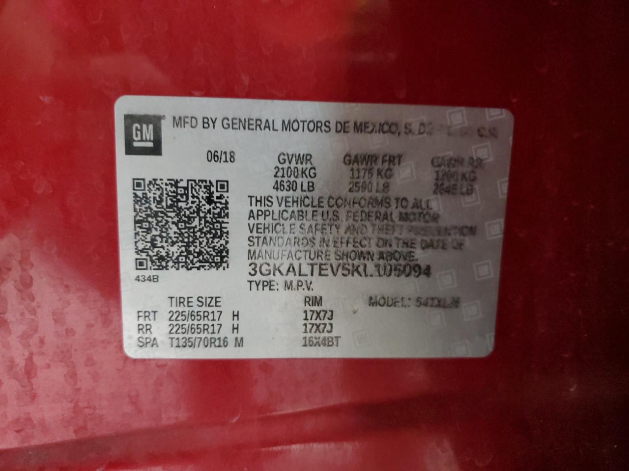 2019 GMC Terrain Sle VIN: 3GKALTEV5KL105094 Lot: 81088505