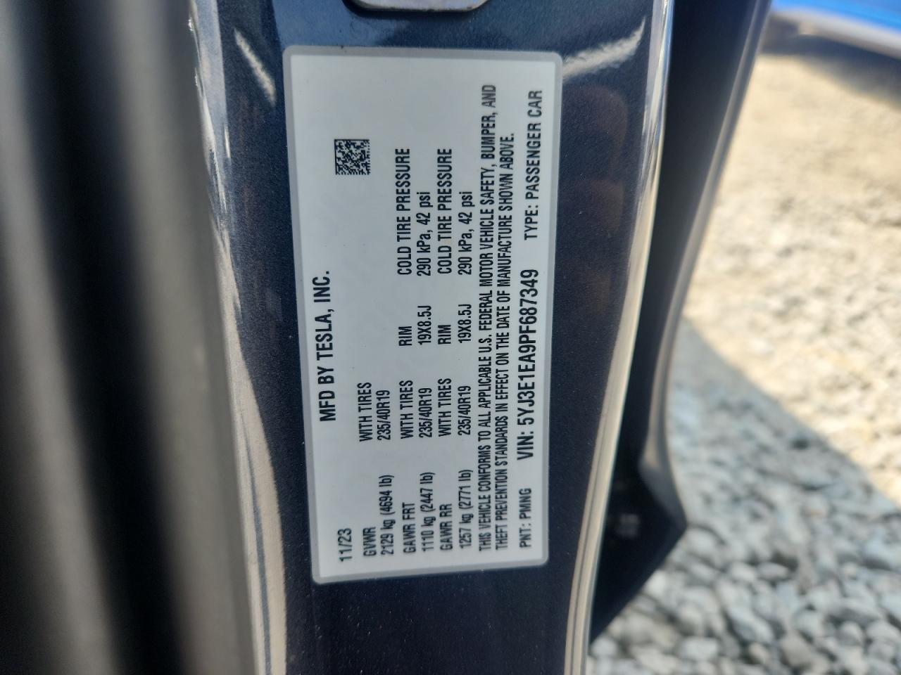 2023 Tesla Model 3 VIN: 5YJ3E1EA9PF687349 Lot: 81226555