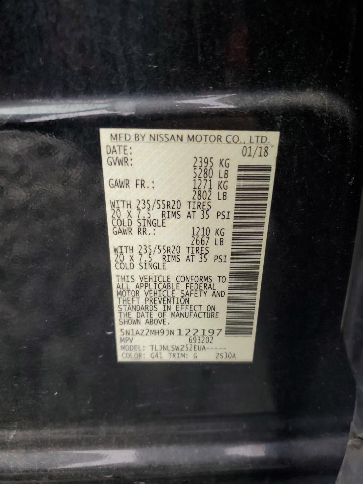 2018 Nissan Murano S VIN: 5N1AZ2MH9JN122197 Lot: 81842005