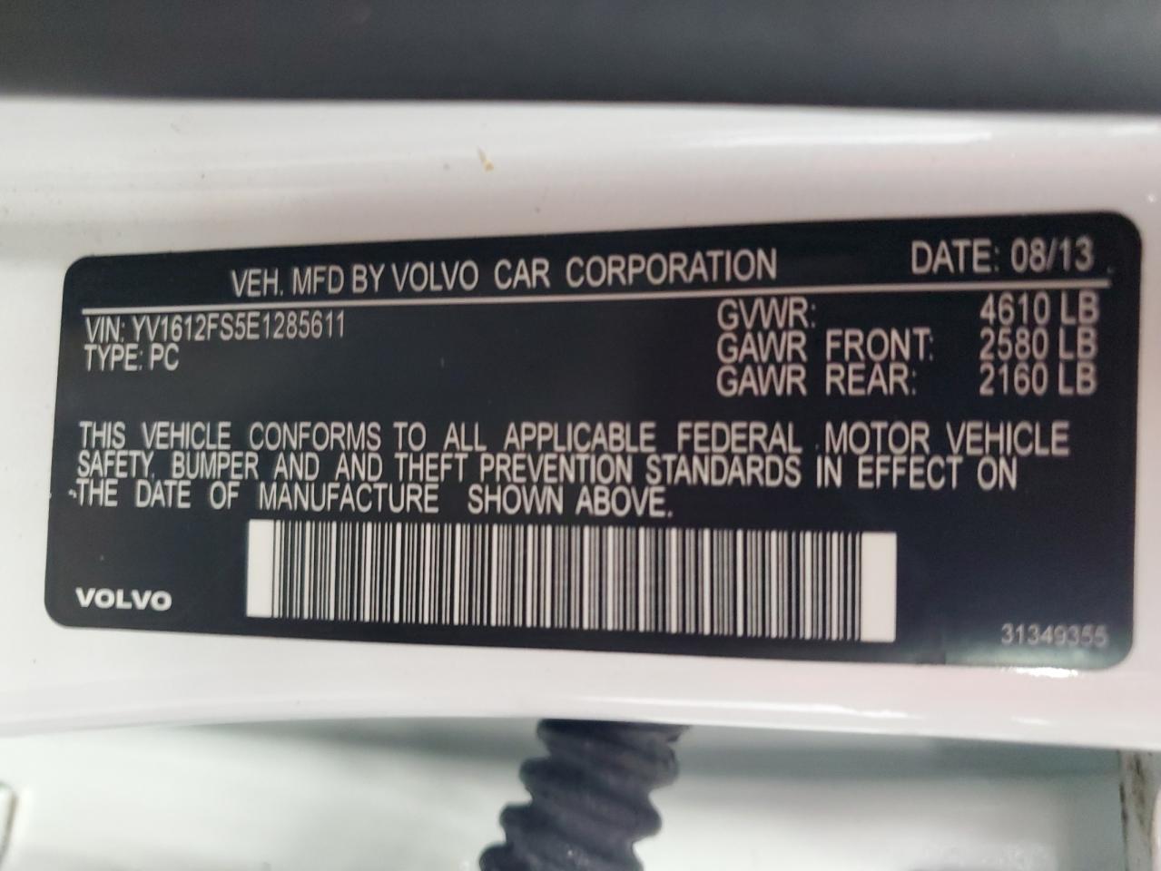 2014 Volvo S60 T5 VIN: YV1612FS5E1285611 Lot: 70939535