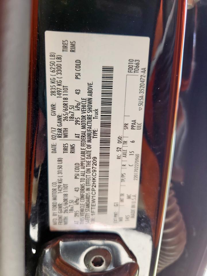 2017 Ford F150 Supercrew VIN: 1FTEW1CP2HKC97209 Lot: 83773945