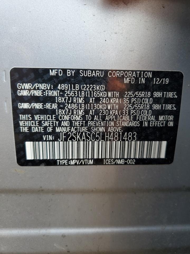 2020 Subaru Forester Limited VIN: JF2SKASC5LH481483 Lot: 83979135