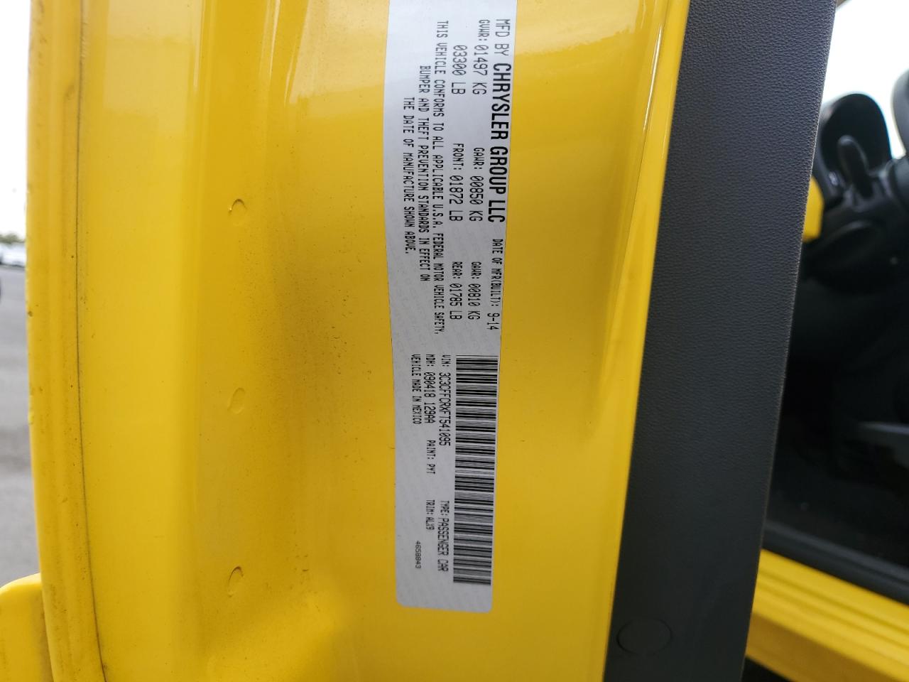 2015 Fiat 500 Lounge VIN: 3C3CFFCRXFT541095 Lot: 84003235