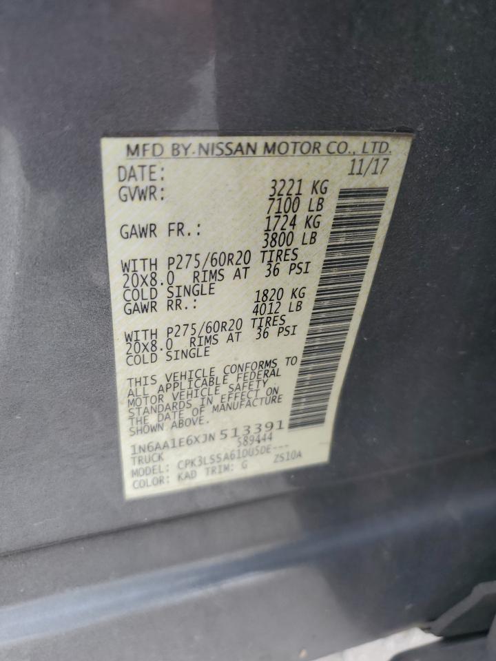 2018 Nissan Titan Sv VIN: 1N6AA1E6XJN513391 Lot: 84522305