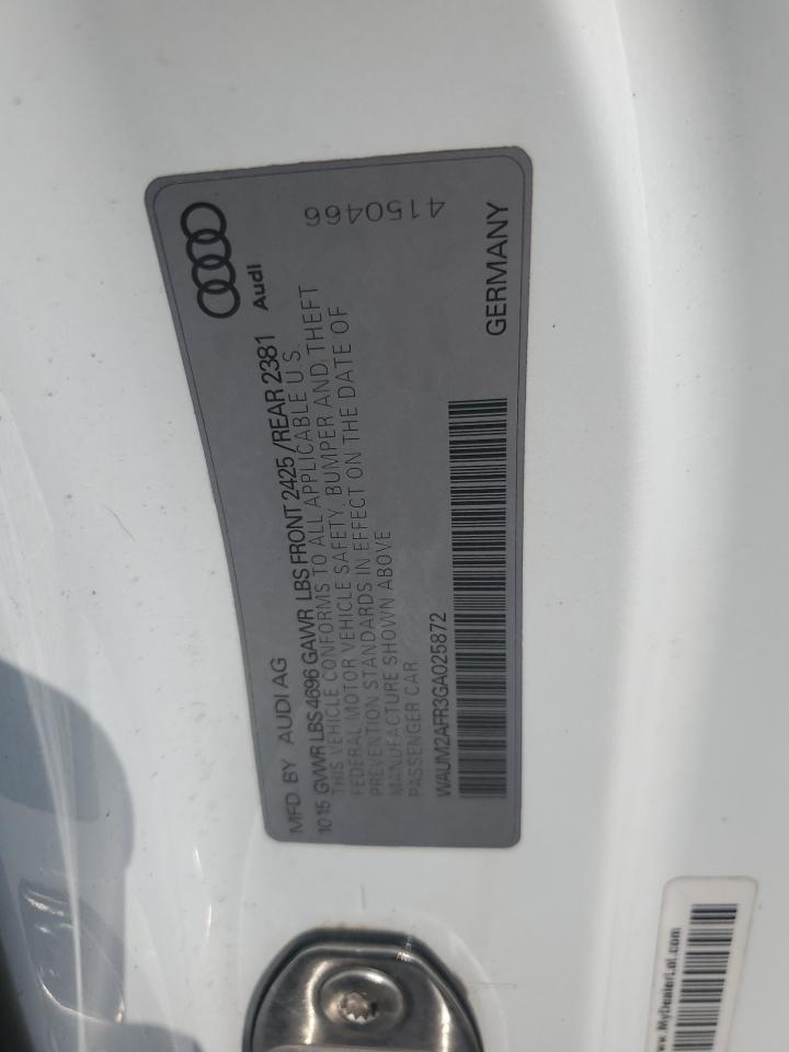 2016 Audi A5 Premium Plus S-Line VIN: WAUM2AFR3GA025872 Lot: 71583005