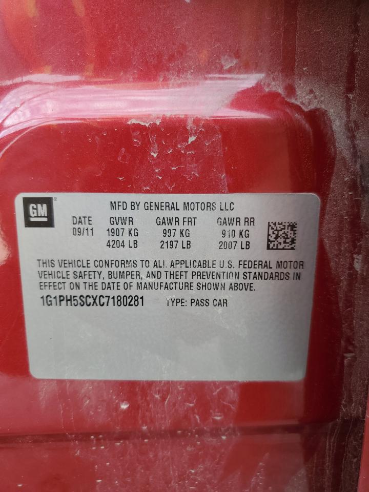 2012 Chevrolet Cruze Ltz VIN: 1G1PH5SCXC7180281 Lot: 84426245