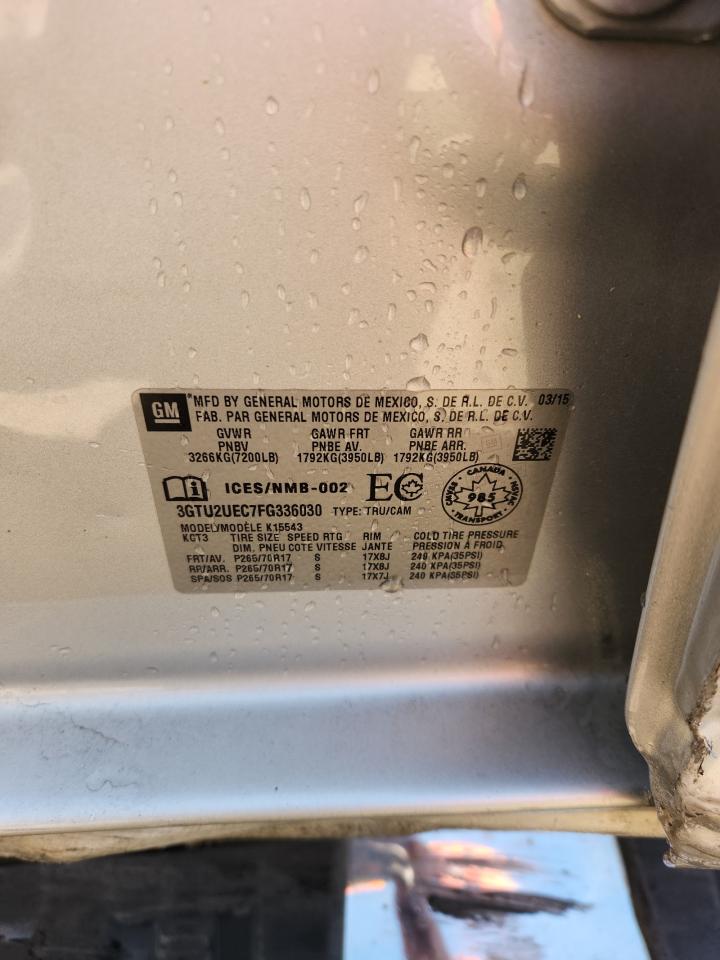 2015 GMC Sierra K1500 Sle VIN: 3GTU2UEC7FG336030 Lot: 71804565