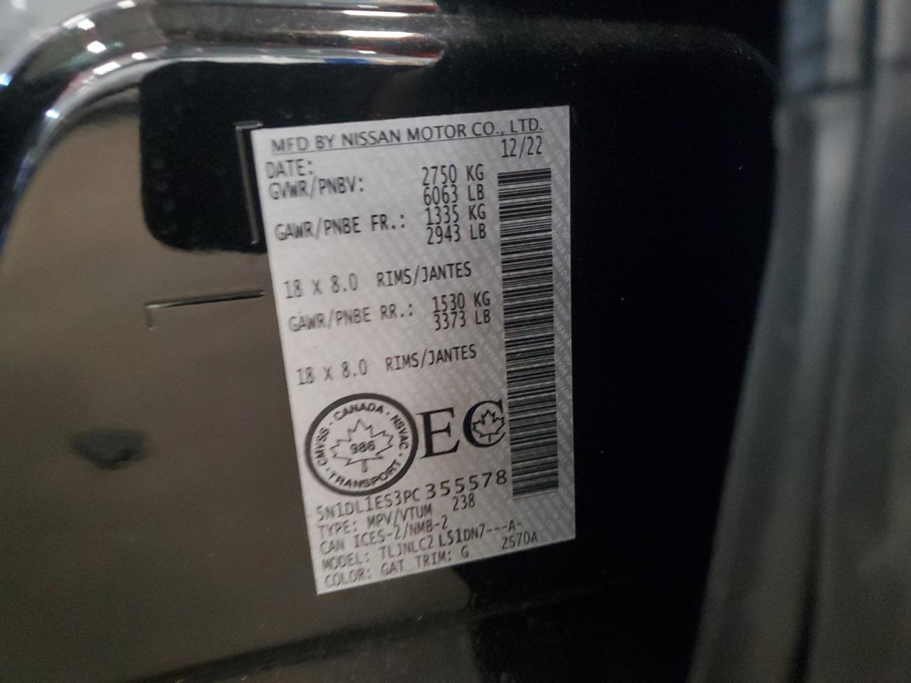 2023 Infiniti Qx60 Pure VIN: 5N1DL1ES3PC355578 Lot: 81132765