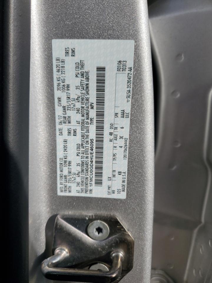 2017 Ford Escape Se VIN: 1FMCU0GD4HUE46095 Lot: 71647615