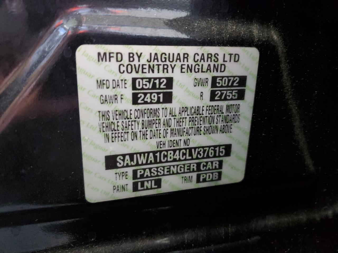 2012 Jaguar Xj VIN: SAJWA1CB4CLV37615 Lot: 71968855