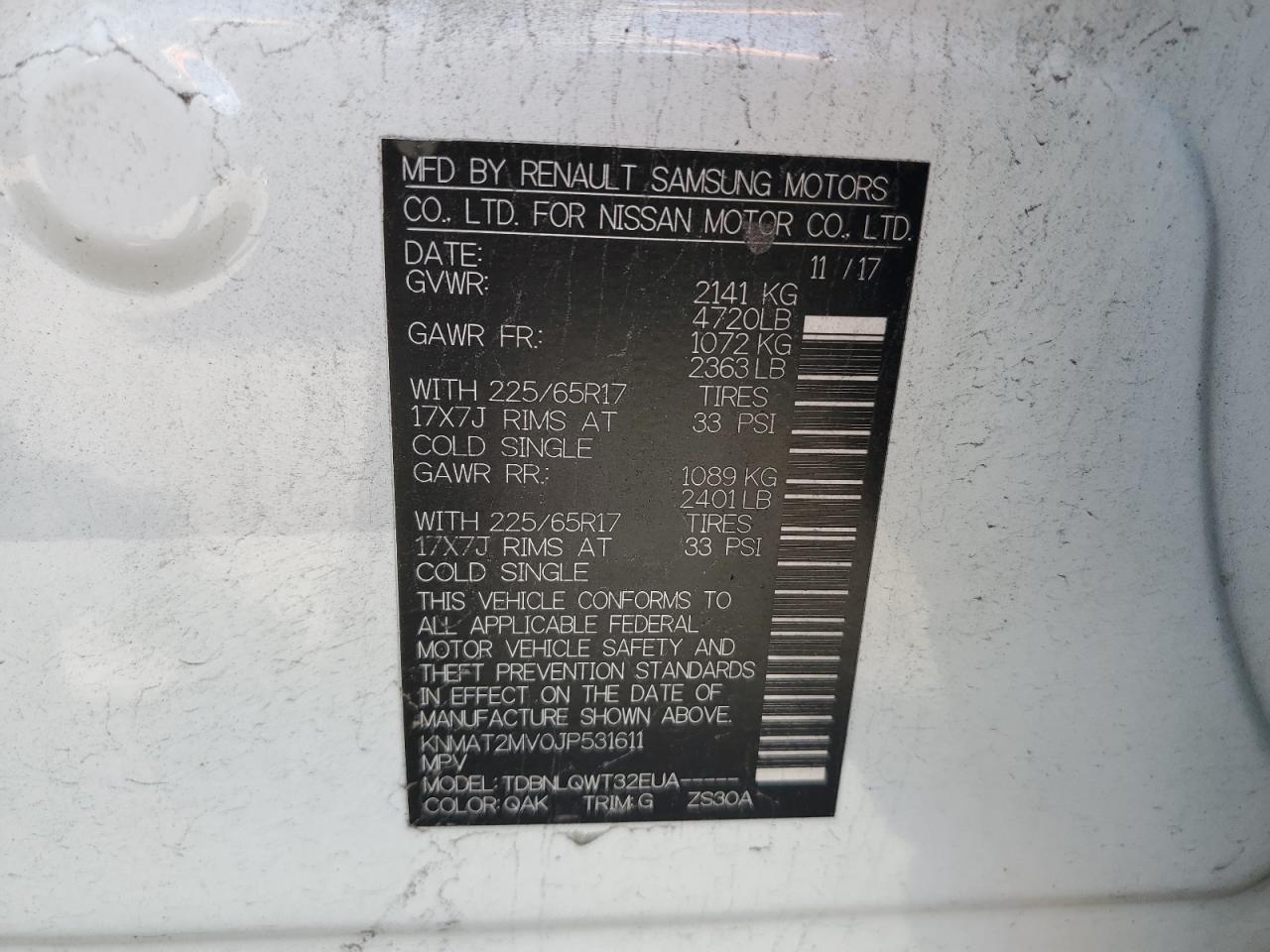 2018 Nissan Rogue S VIN: KNMAT2MV0JP531611 Lot: 70090485