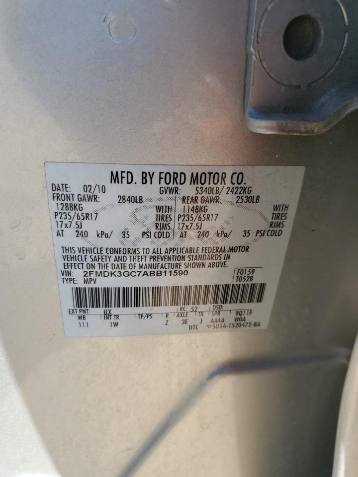 2010 Ford Edge Se VIN: 2FMDK3GC7ABB11590 Lot: 80912065