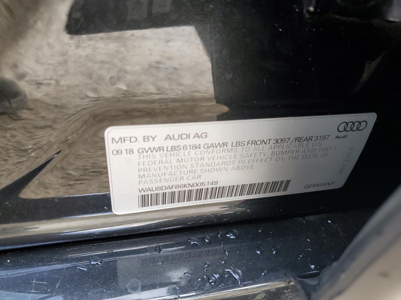 2019 Audi A8 L VIN: WAU8DAF86KN005149 Lot: 84617565