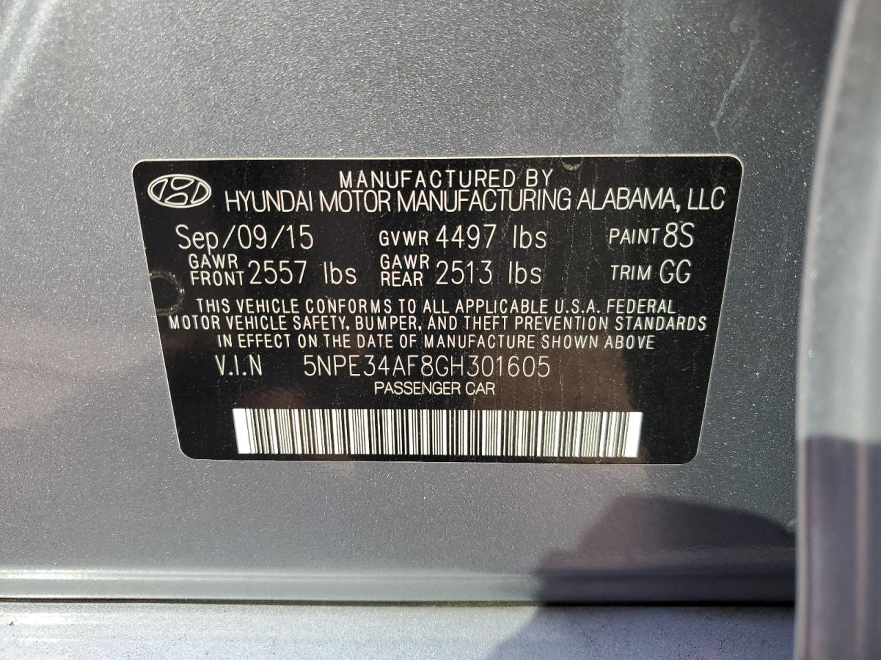 2016 Hyundai Sonata Sport VIN: 5NPE34AF8GH301605 Lot: 82050355