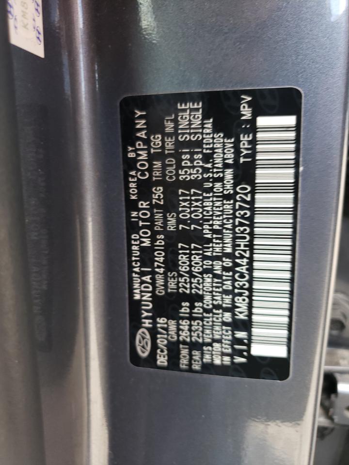 2017 Hyundai Tucson Limited VIN: KM8J3CA42HU373720 Lot: 80350305