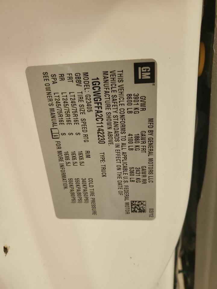 2012 Chevrolet Express G2500 VIN: 1GCWGFFA2C1142230 Lot: 81315555