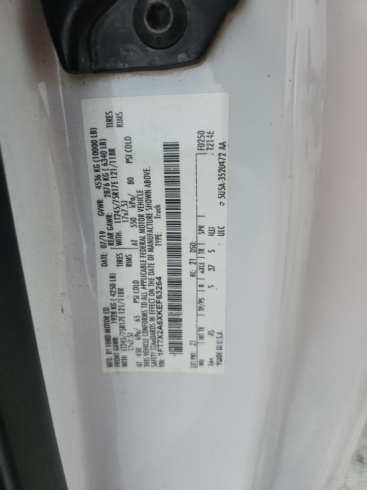 2019 Ford F250 Super Duty VIN: 1FT7X2A6XKEF63264 Lot: 81758035