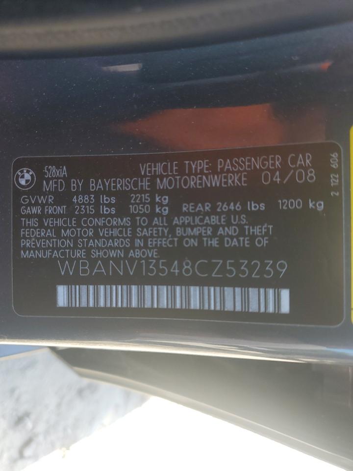 2008 BMW 528 Xi VIN: WBANV13548CZ53239 Lot: 80333645