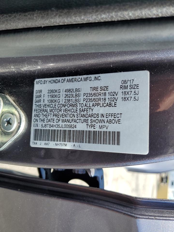 2018 Acura Rdx VIN: 5J8TB4H35JL005824 Lot: 71924865