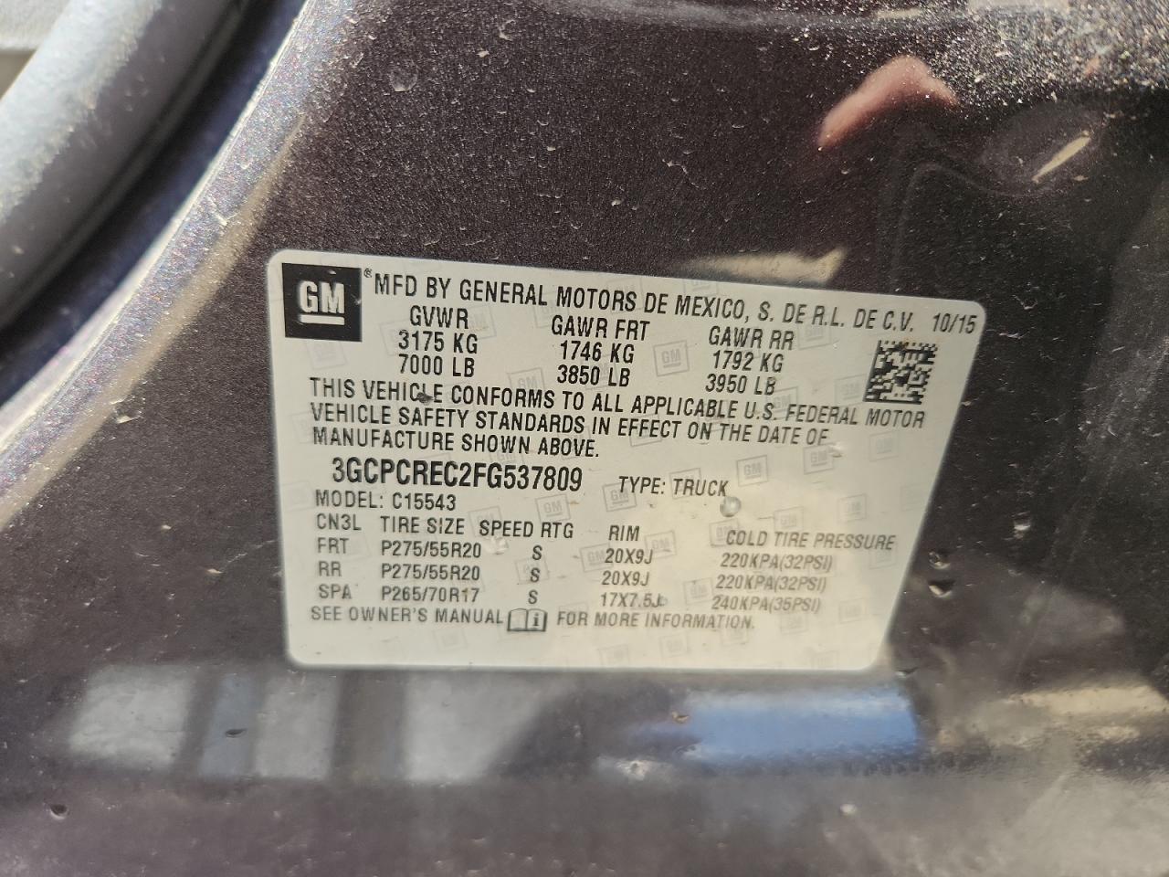 2015 Chevrolet Silverado C1500 Lt VIN: 3GCPCREC2FG537809 Lot: 80128875