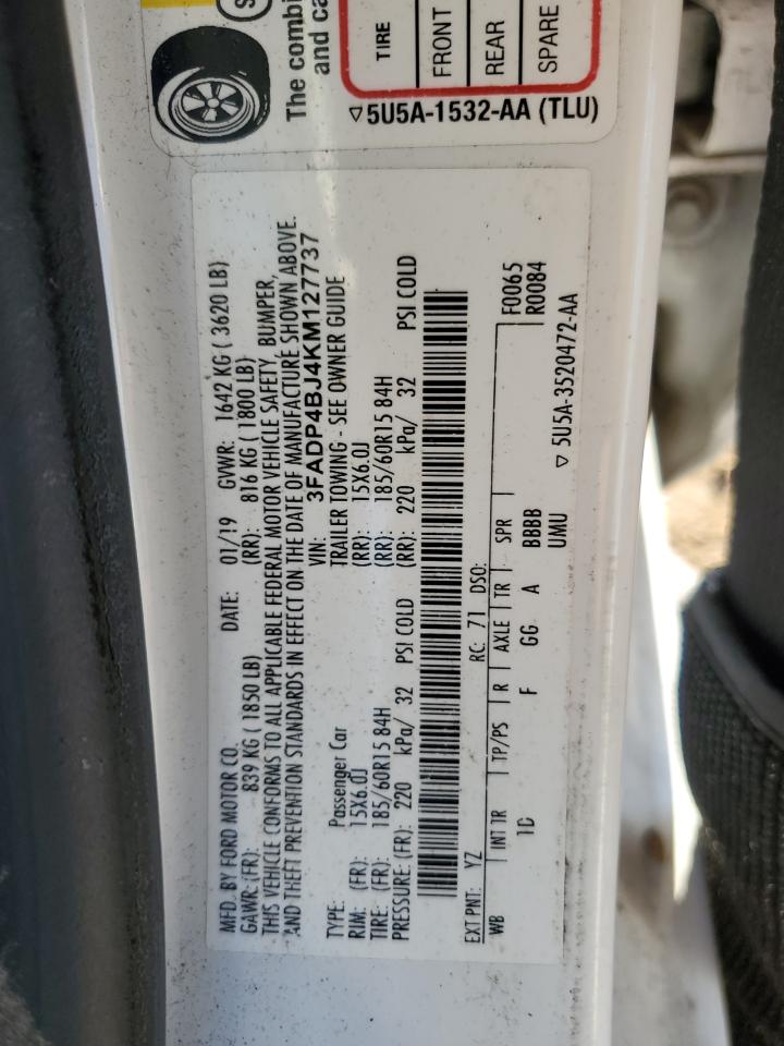 2019 Ford Fiesta Se VIN: 3FADP4BJ4KM127737 Lot: 81817075