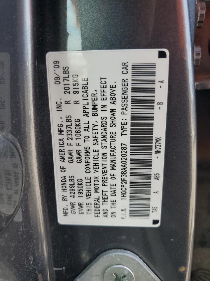 2010 Honda Accord Lx VIN: 1HGCP2F38AA020287 Lot: 69130745