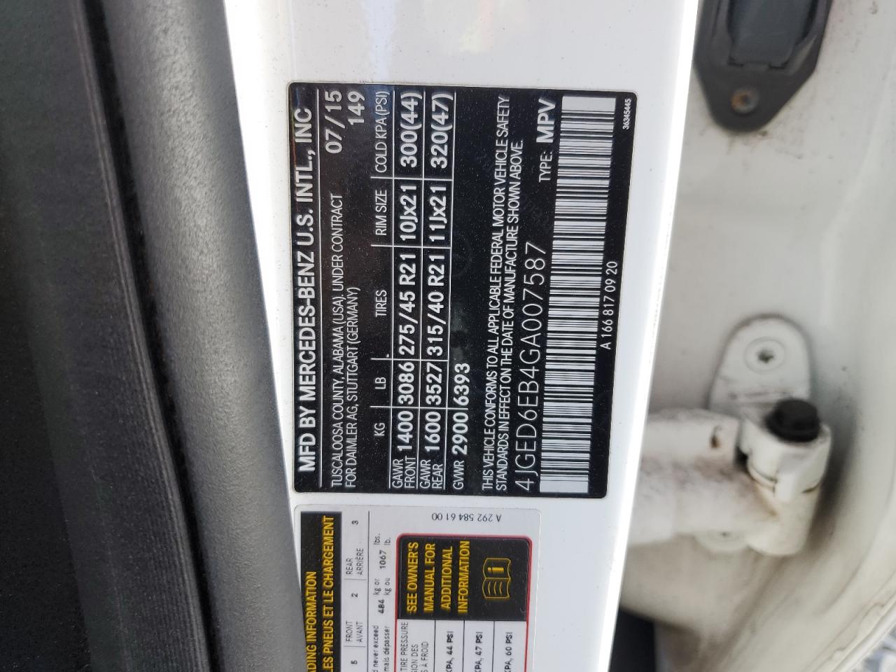 2016 Mercedes-Benz Gle Coupe 450 4Matic VIN: 4JGED6EB4GA007587 Lot: 81368795