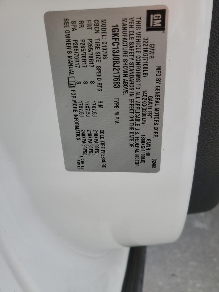 2008 GMC Yukon VIN: 1GKFC13J08J217683 Lot: 80321625