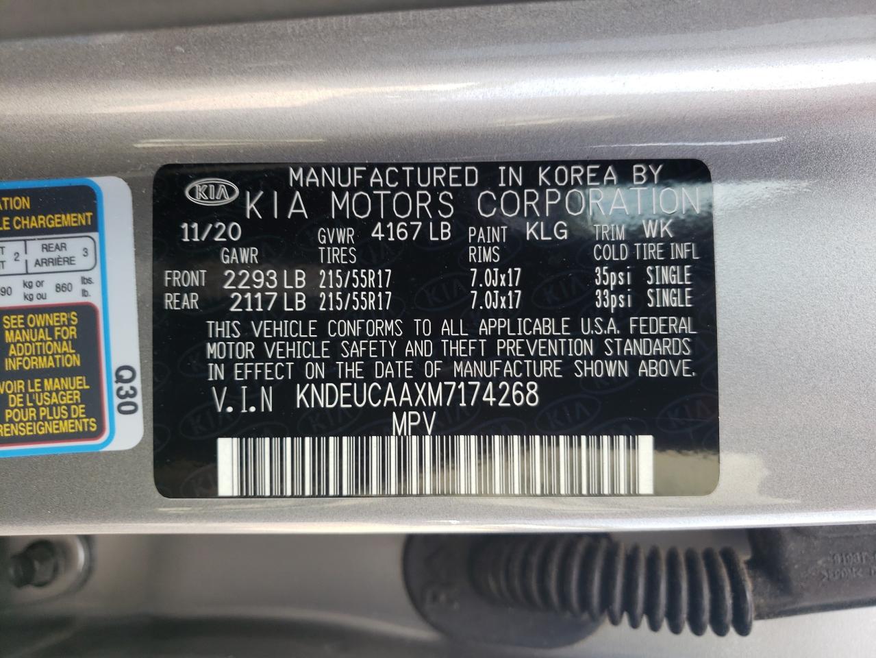 2021 Kia Seltos S VIN: KNDEUCAAXM7174268 Lot: 71799365